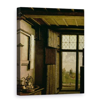 Tablou canvas - Robert Campin Master of Flemalle - Detaliu al ferestrei, din aripa Sf. Barbara a altarpiesei Werl, 75 x 100 cm Tablou canvas - Robert Campin Master of Flemalle - Detaliu al ferestrei, din aripa Sf. Barbara a altarpiesei Werl, 75 x 100 cm