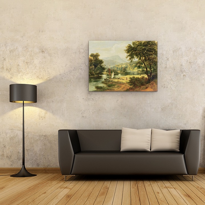 Tablou canvas - Ramsay Richard Reinagle - Vedere de Clappersgate pe raul Brathay deasupra Windermere, 50 x 70 cm