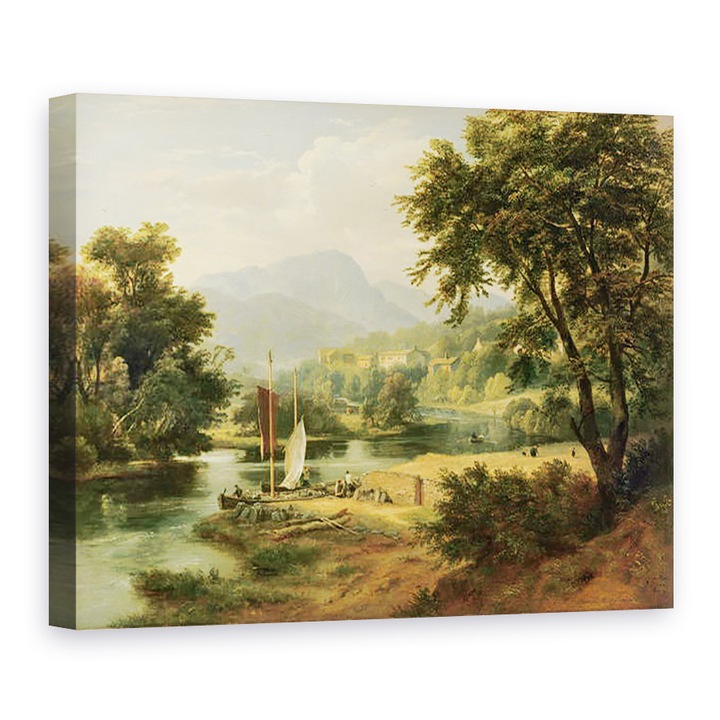 Tablou canvas - Ramsay Richard Reinagle - Vedere de Clappersgate pe raul Brathay deasupra Windermere, 50 x 70 cm