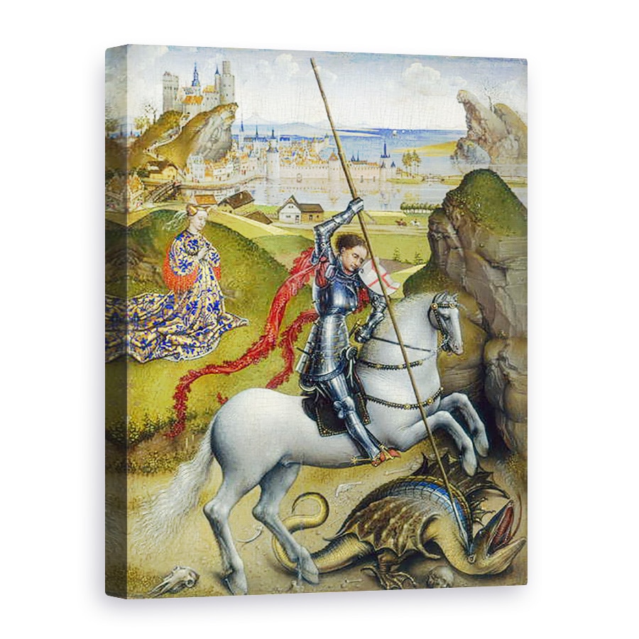 Tablou canvas - Rogier van der Weyden - Sfantul Gheorghe si Dragonul, 60 x 80 cm