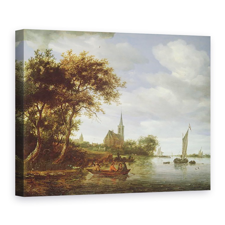 Tablou canvas - Salomon van Ruisdael - Scena raului, 75 x 100 cm