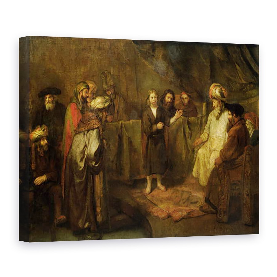 Tablou canvas - Rembrandt Harmensz van Rijn - Iisus in varsta de doisprezece ani, in fata carturarilor, 60 x 80 cm