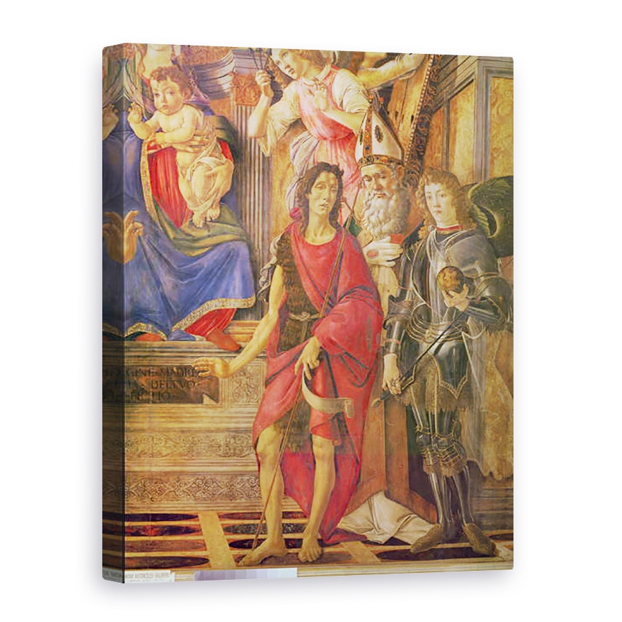 Tablou canvas - Sandro Botticelli - Altarul Sfantului Barnaba, Fecioara si Pruncul intronat, detaliu al Sfantului Ioan Botezatorul, Sfantul Ignace Episcopul Antiohia, Sfantul Mihail, 75 x 100 cm