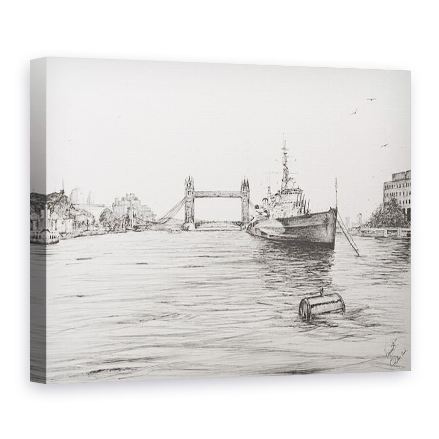 Tablou canvas - Vincent Alexander Booth - HMS Belfast pe raul Tamisa Londra, 2006, 50 x 70 cm