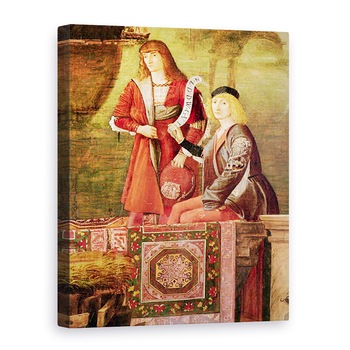 Tablou canvas - Vittore Carpaccio - intalnirea lui Etherius si Ursula si plecarea pelerinilor, din ciclul St Ursula, detalii a doi barbati din centru, 50 x 70 cm Tablou canvas - Vittore Carpaccio - intalnirea lui Etherius si Ursula si plecarea pelerinilor, din ciclul St Ursula, detalii a doi barbati din centru, 50 x 70 cm