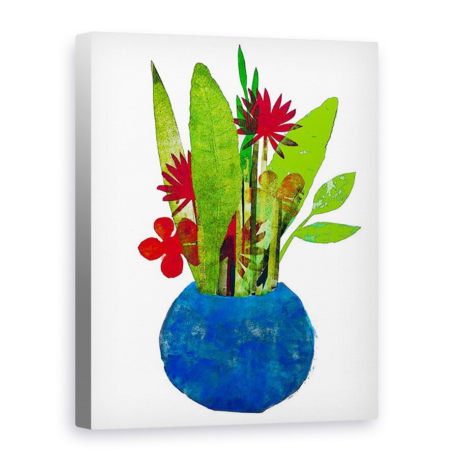 Tablou canvas - Sarah Thompson-Engels - Castron cu frunze si flori, 50 x 70 cm