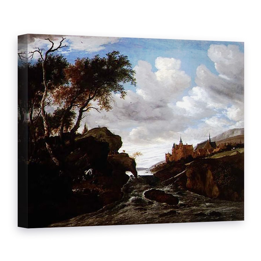 Tablou canvas - Salomon van Ruisdael - Peisaj stancos cu o cascada, 60 x 80 cm