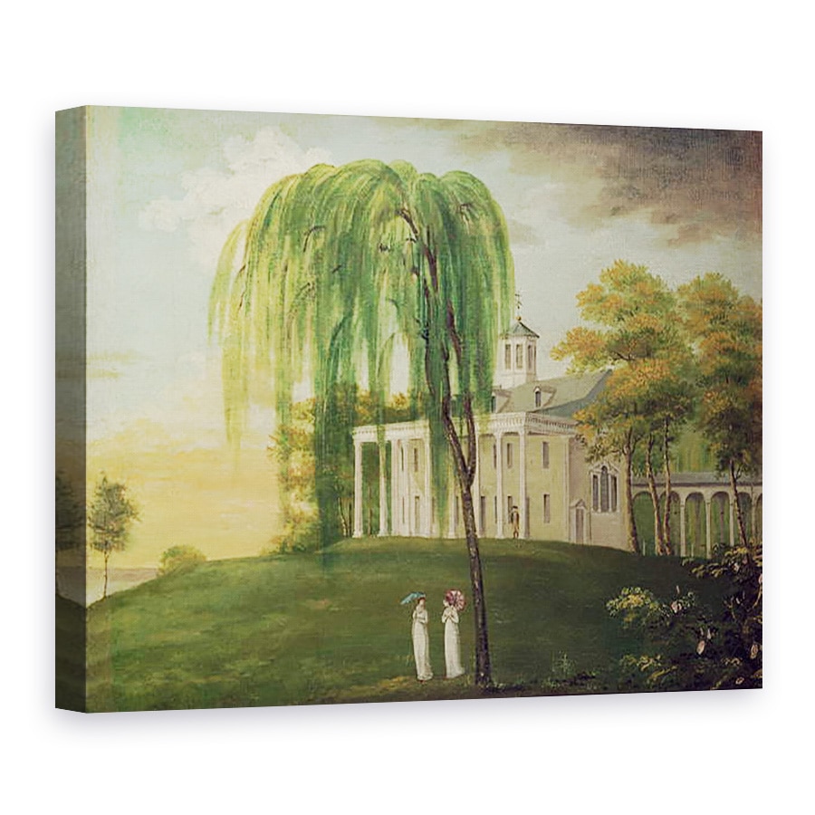 Tablou canvas - Scoala americana - Presedintele George Washington 1732-99, pe veranda casei sale de la Mount Vernon, 50 x 70 cm