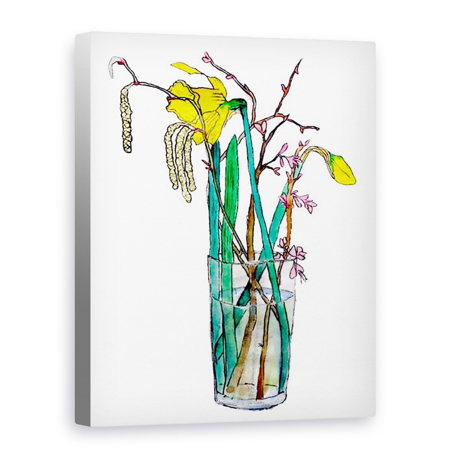 Tablou canvas - Sarah Thompson-Engels - Narcisele si catkins, 75 x 100 cm