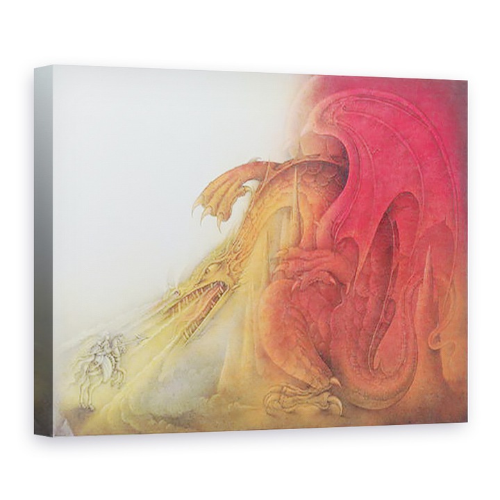 Tablou canvas - Wayne Anderson - Dragonul rosu cu Sfantul Gheorghe si Virgin pe cal, 50 x 70 cm