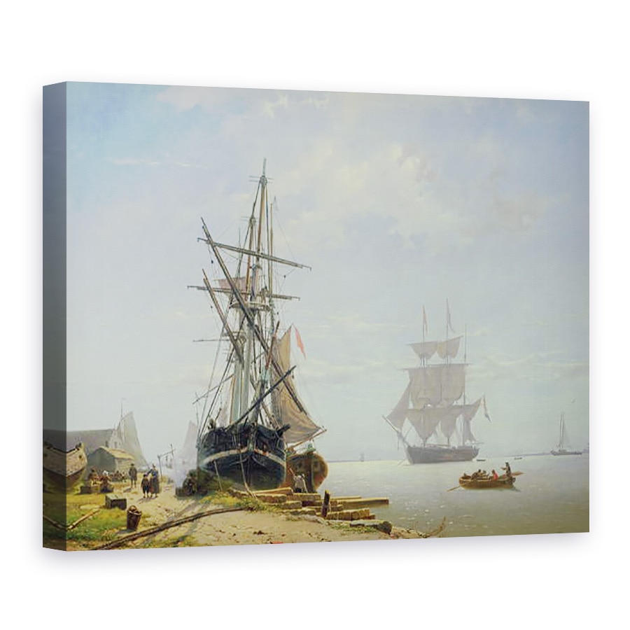 Tablou canvas - W.A. van Deventer - Navele intr-un estuar olandez, 50 x 70 cm