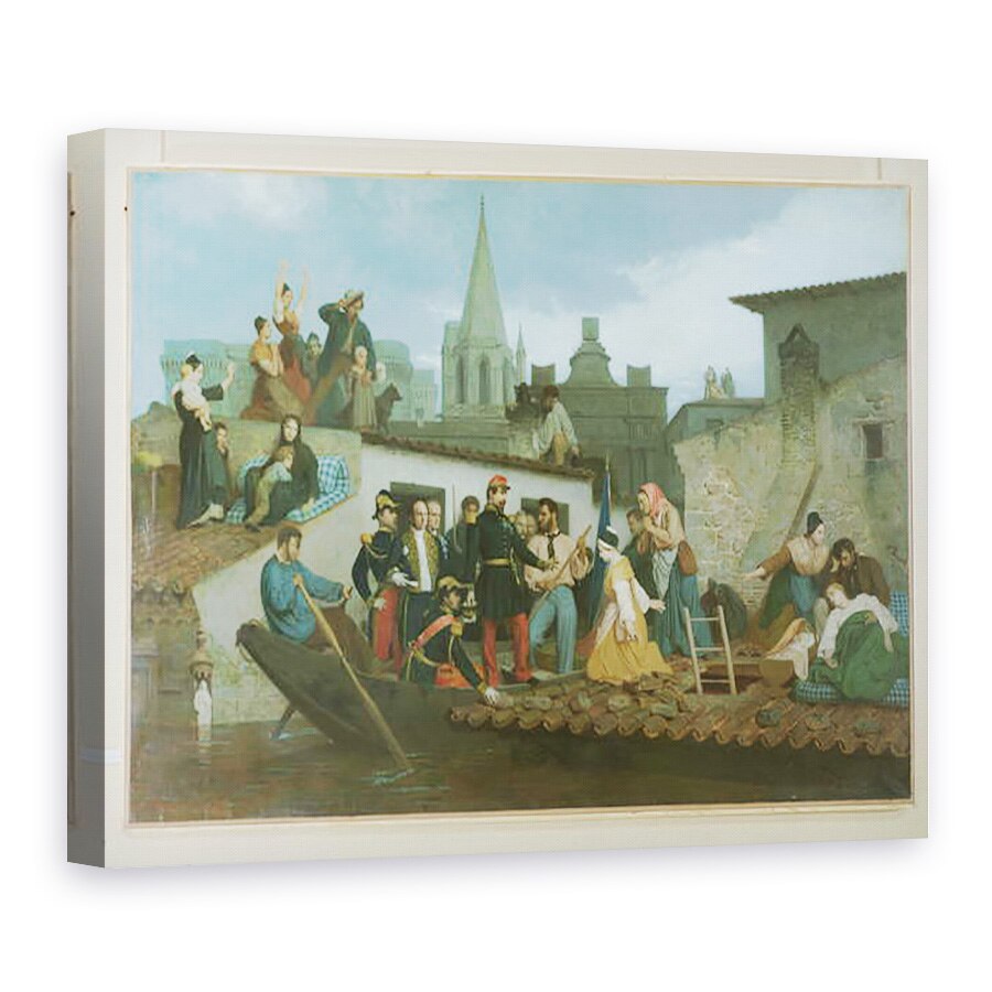 Tablou canvas - William-Adolphe Bouguereau - Napoleon al III-lea 1808-73 Vizitand victimele inundatiilor din Tarascon in iunie 1856, 50 x 70 cm