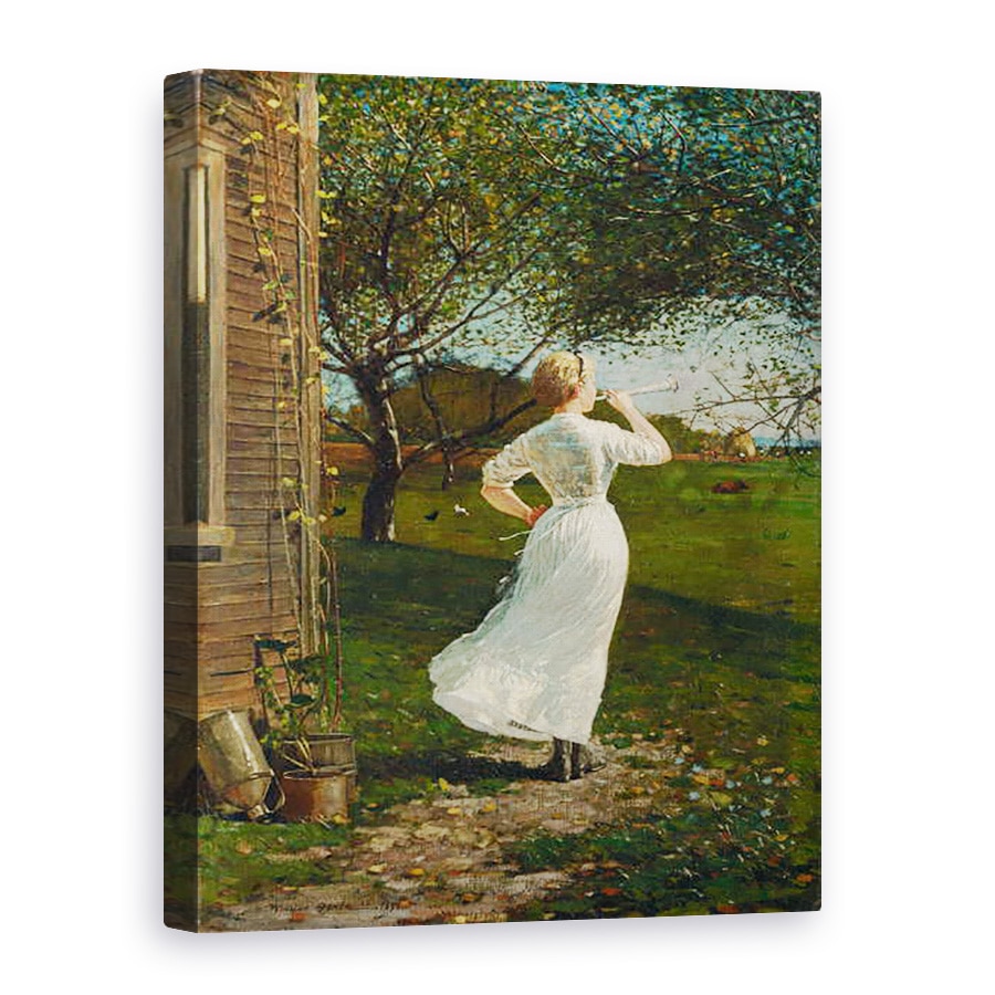 Tablou canvas - Winslow Homer - Cornul de cina Suflarea cornului la malul marii, 75 x 100 cm