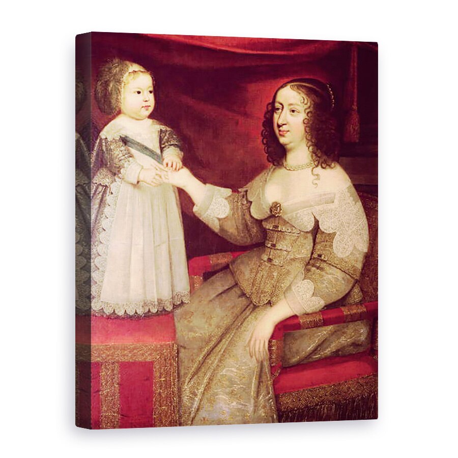 Tablou canvas - Scoala franceza - Anne de Austria 1601-66 impreuna cu fiul ei Ludovic al XIV-lea 1638-1715, 75 x 100 cm