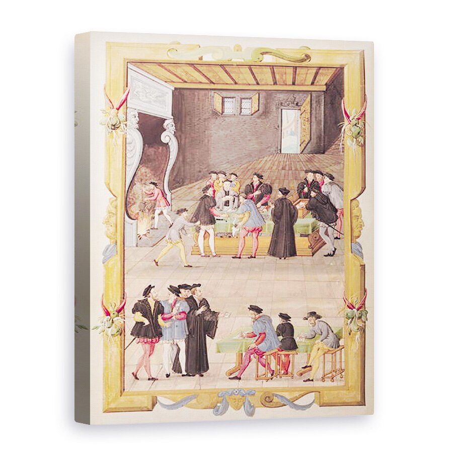 Tablou canvas - Scoala franceza - Dna 5169 f.2v Notarii si secretarii Regelui in Sala Colegiului Notarilor si Secretarilor Regelui, 50 x 70 cm