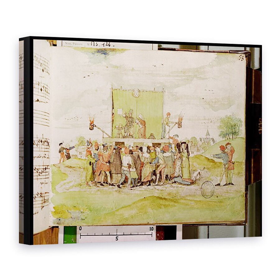 Tablou canvas - Scoala franceza - Dna 126 f.53r doctor vraci atingand urina pentru diagnosticul sau, de la Recueil de Chants Religieux et Profanes, 75 x 100 cm