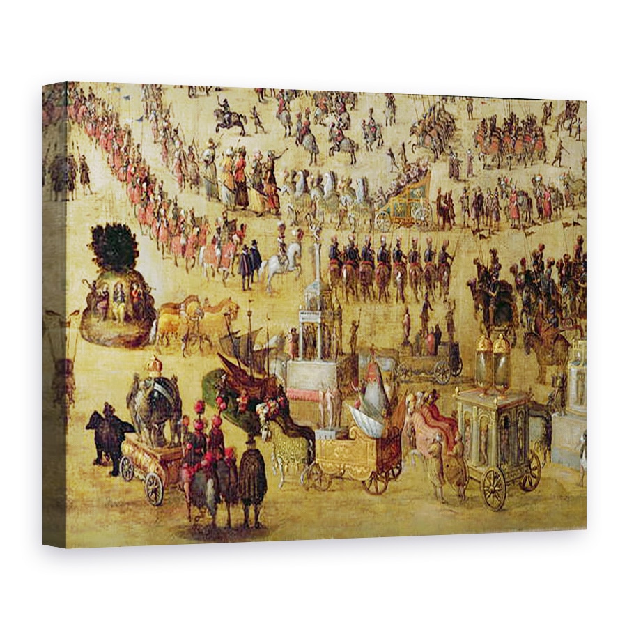 Tablou canvas - Scoala franceza - Place Royale si Carrousel in 1612 ulei pe panza, 75 x 100 cm