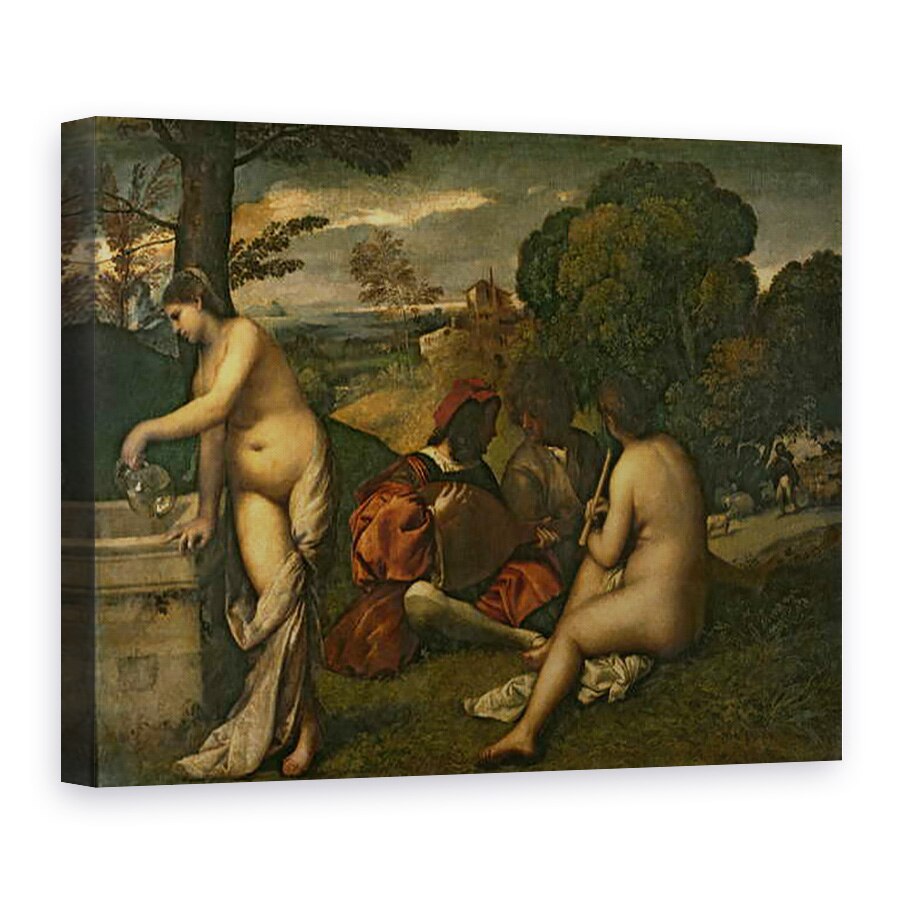 Tablou canvas - Titian - Le Concert Champetre Concert in aer liber, 75 x 100 cm