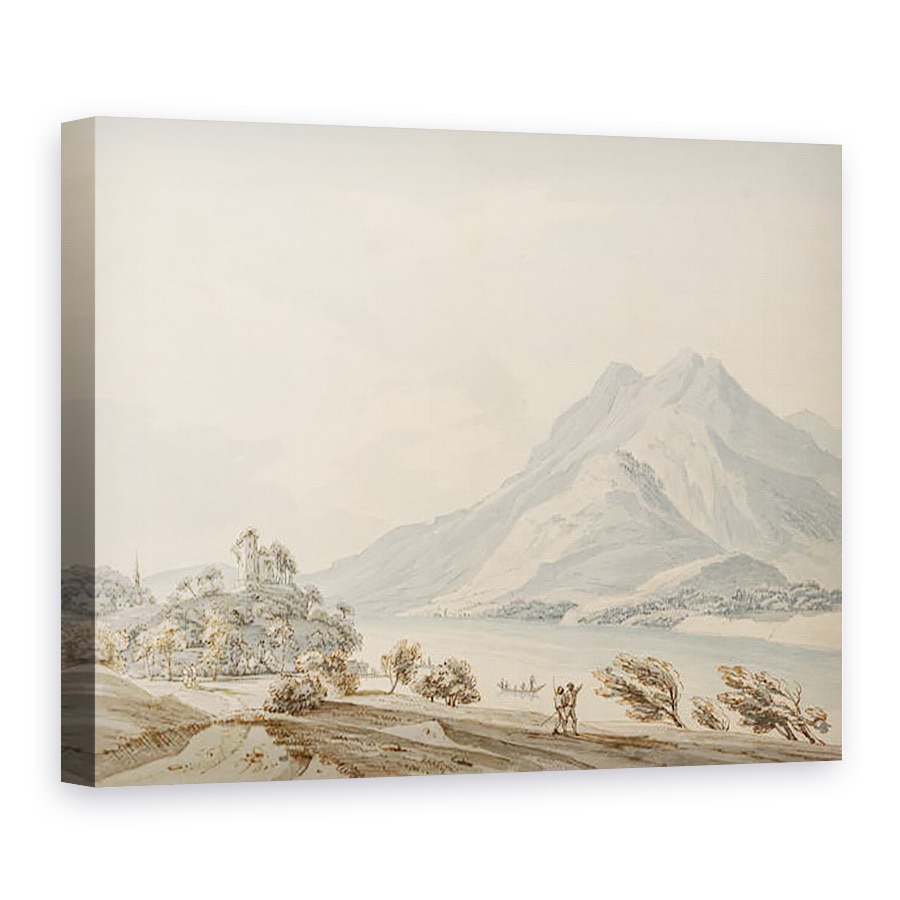 Tablou canvas - Thomas Sunderland - Muntele Rigi si Castelul Antic din Hapsbourg pe lacul Lucerna, 75 x 100 cm
