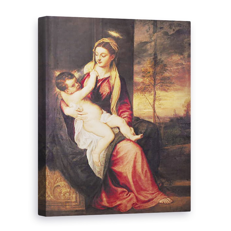 Tablou canvas - Titian - Fecioara cu Copil la apus, 75 x 100 cm