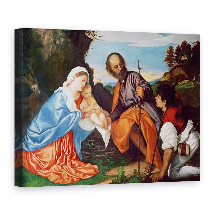 Tablou canvas - Titian - Sfanta familie si un pastor, 75 x 100 cm