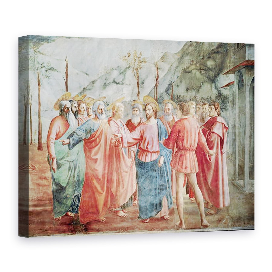 Tablou canvas - Tommaso Masaccio - Detaliu al lui Hristos si al discipolilor sai, de la Tribut Money, 75 x 100 cm