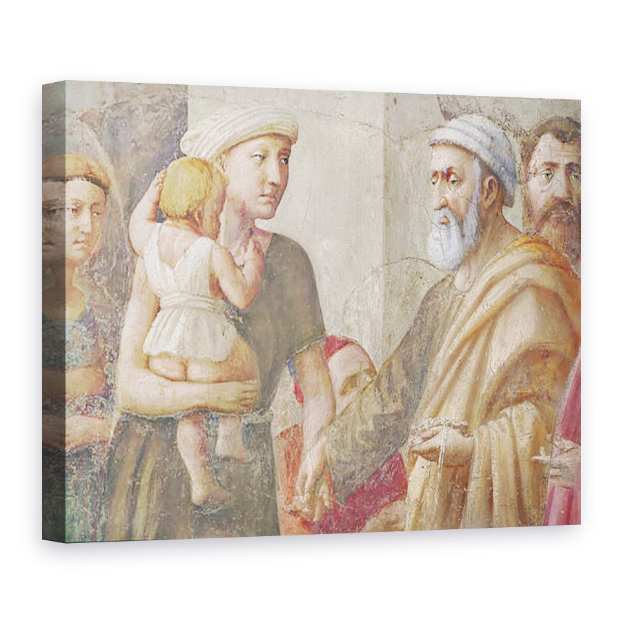 Tablou canvas - Tommaso Masaccio - Detaliu al Sfantului Petru si al femeii si copilului, de la Sf. Petru si Sfantul Pavel Distribuind pomana, 75 x 100 cm