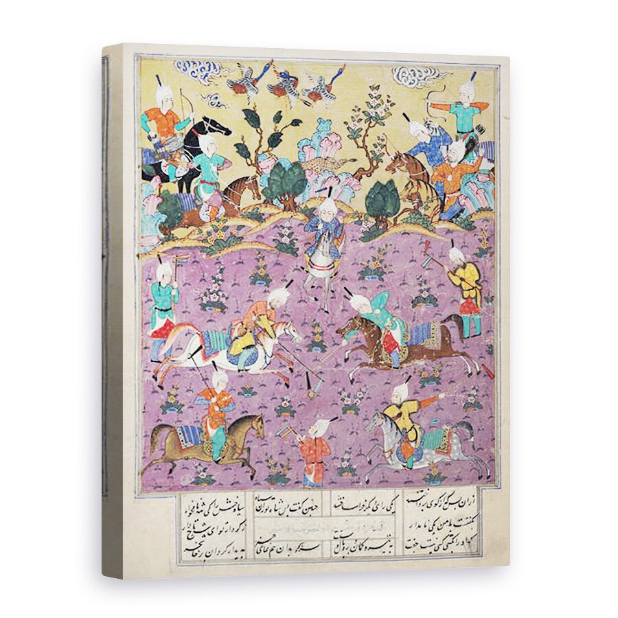 Tablou canvas - Scoala Persana - Dna D-184 fol.140a Siavosh joaca polo cu Afrasiab, 50 x 70 cm