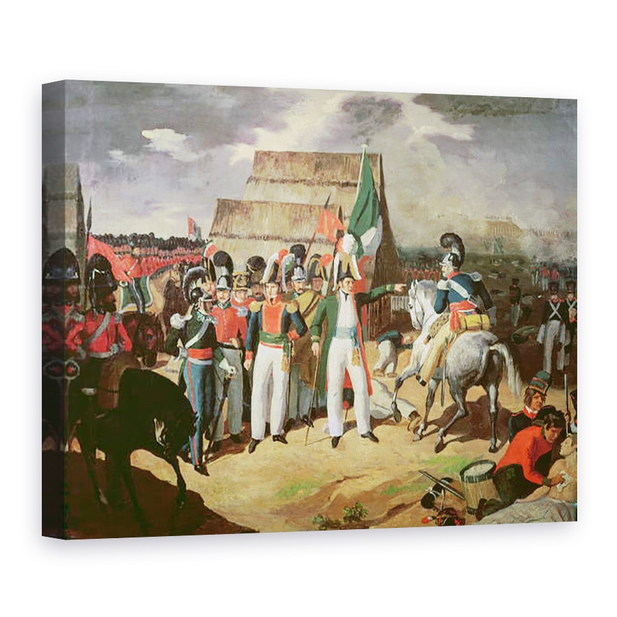 Tablou canvas - Scoala Mexicana - Santa Anna sfideaza trupele spaniole de Ferdinand VII, 50 x 70 cm