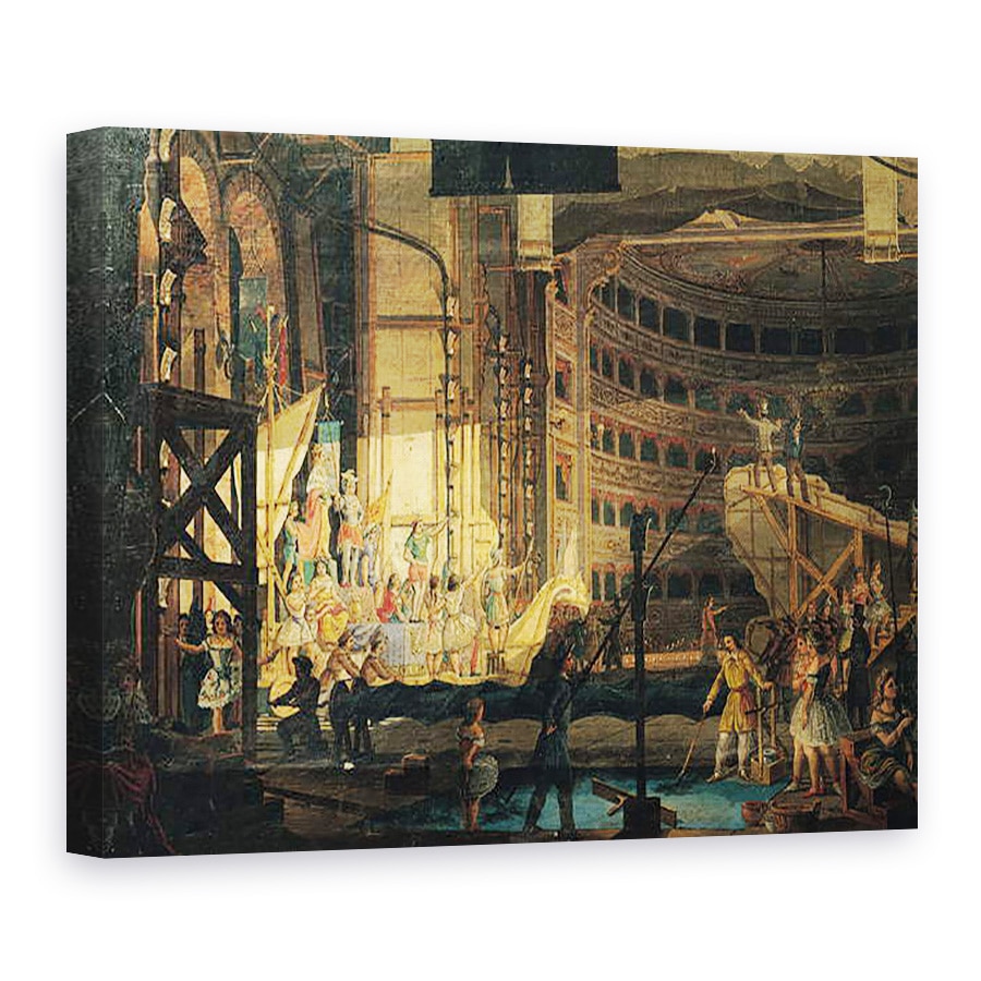 Tablou canvas - Scoala Italiana - Pregatirea peisajului intr-un teatru, 75 x 100 cm