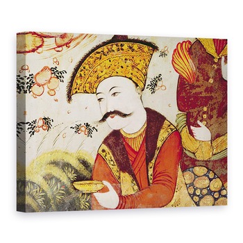 Tablou canvas - Scoala Persana - Shah Abbas I 1588-1629 si un curtean care ofera fructe si bauturi detaliu din 155563 aratand capul sahului, 60 x 80 cm Tablou canvas - Scoala Persana - Shah Abbas I 1588-1629 si un curtean care ofera fructe si bauturi detaliu din 155563 aratand capul sahului, 60 x 80 cm