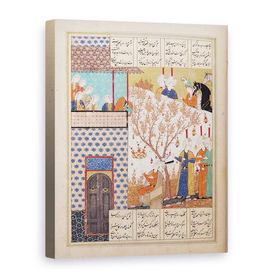 Tablou canvas - Scoala Persana - Dna D-212 fol.91a Khosro in fata Palatului lui Shirin, ilustratie pentru Khosro si Shirin, 1176, 50 x 70 cm