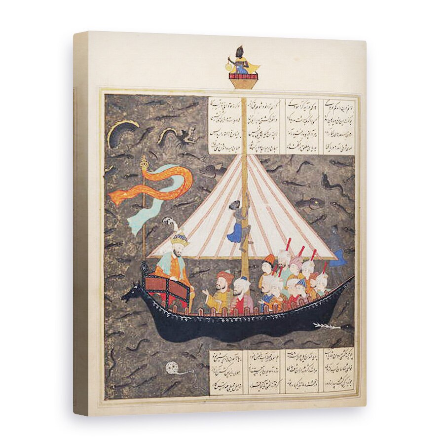 Tablou canvas - Scoala Persana - Doamna D-212 fol.353a Calatoria lui Alexandru cel Mare 356-323 i.Hr. pe Marea Chinei, ilustrare a cartii lui Alexander 1191, 50 x 70 cm