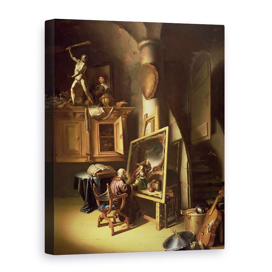 Tablou canvas - Scoala olandeza - Un artist in studioul sau, 50 x 70 cm