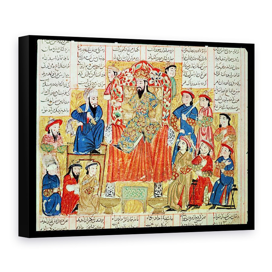 Tablou canvas - Scoala Persana - Un sultan si Curtea sa, ilustrare din Shahnama Cartea Regilor, 75 x 100 cm