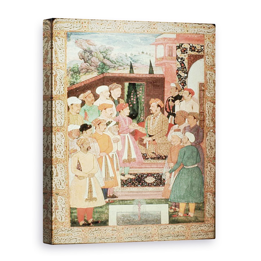 Tablou canvas - Scoala Mughal - Parviz isi primeste audienta, scoala Jahangir, 60 x 80 cm
