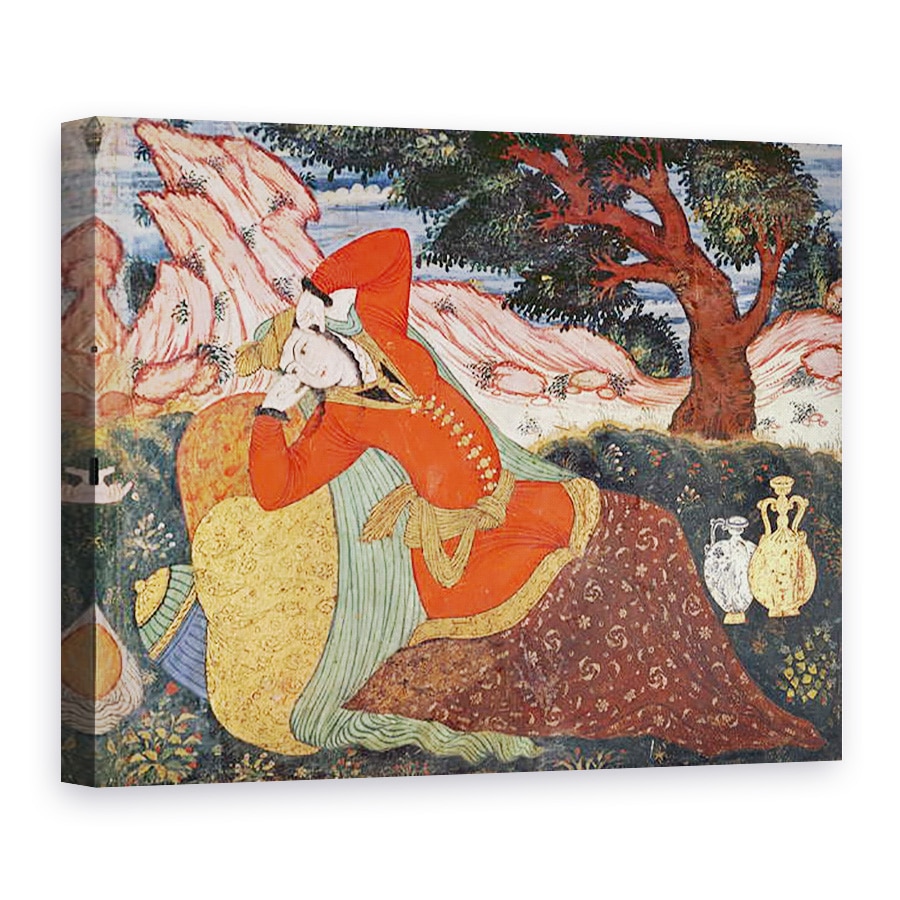 Tablou canvas - Scoala Persana - Femeia de la Curtea lui Shah Abbas I, 50 x 70 cm