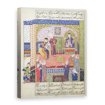 Tablou canvas - Scoala Persana - Dna D-184 fol.381a Interiorul Palatului Regelui Persiei, ilustrare din Shahnama Cartea Regilor, 60 x 80 cm Tablou canvas - Scoala Persana - Dna D-184 fol.381a Interiorul Palatului Regelui Persiei, ilustrare din Shahnama Cartea Regilor, 60 x 80 cm