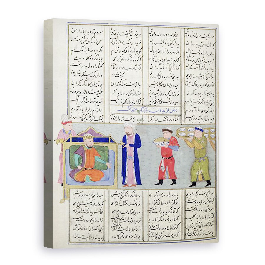 Tablou canvas - Scoala Persana - Doamna C-822 Pregatirea sarbatorii ordonate de Feridun inainte de plecarea sa la razboi, din Shahnama Cartea Regilor, 50 x 70 cm