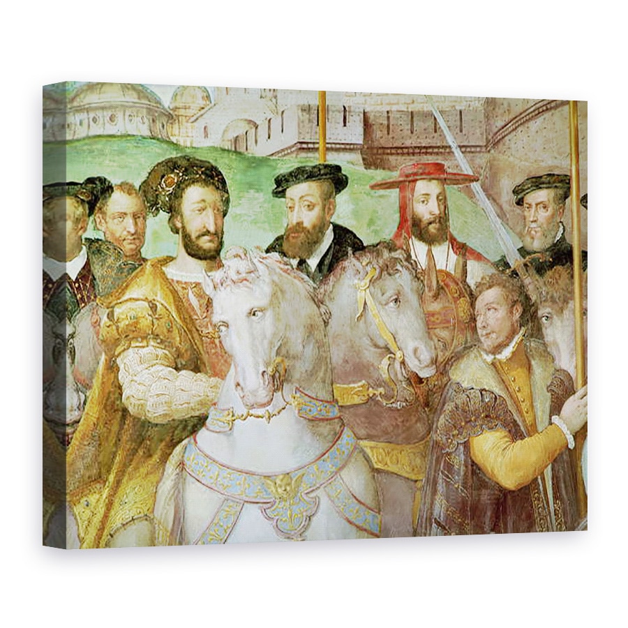 Tablou canvas - Taddeo Zuccaro - Intrarea solemna a imparatului Carol al V-lea 1500-58, Francisc I 1494-1547 si Alessandro Farnese 1546-92 la Paris in 1540, de la Sala dei Fasti Farnese, 75 x 100 cm