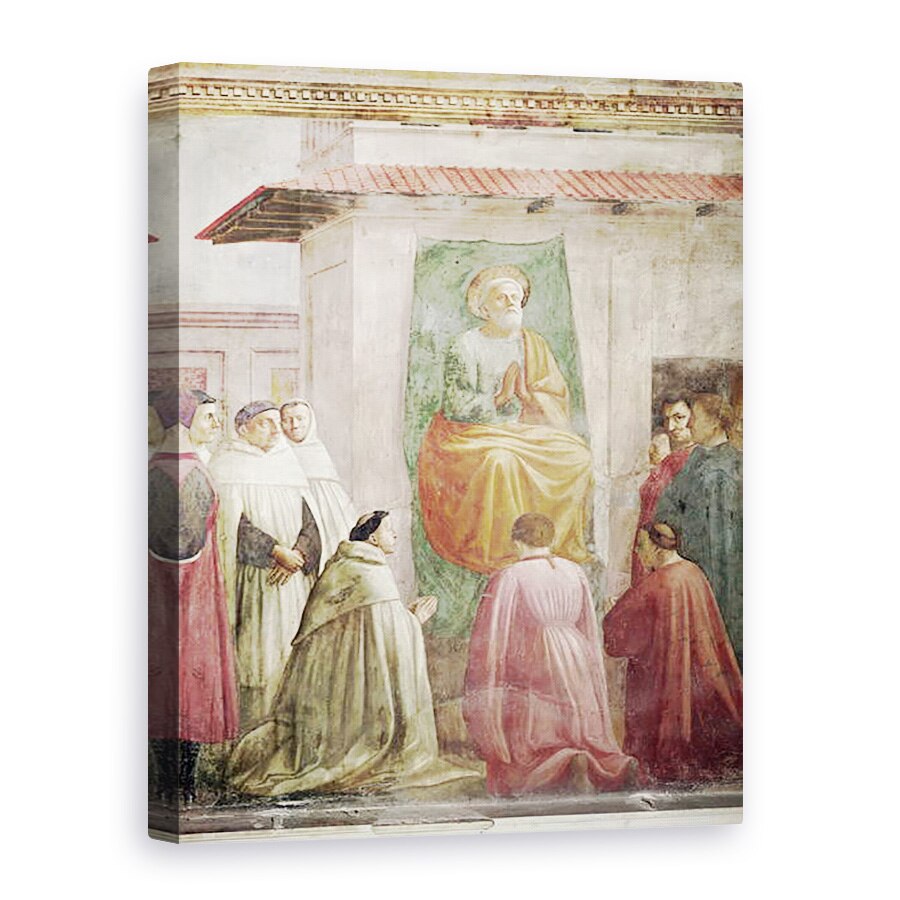 Tablou canvas - T. Masaccio - Sfantul Petru pe tron, de la invierea Fiului lui Teofil, si Sfantul Petru intronat ca Prim Episcop al Antiohiei, 75 x 100 cm