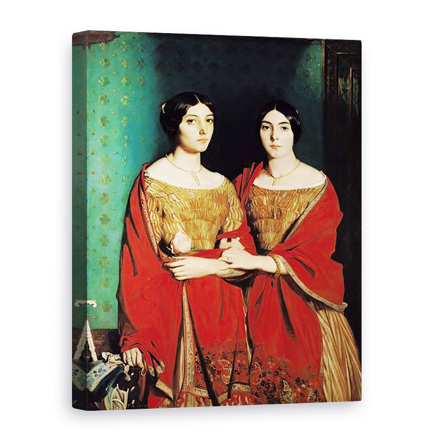 Tablou canvas - Theodore Chasseriau - Cele Doua Surori sau Mesdemoiselles Chasseriau, Marie-Antoinette-Adele 1810-69 si Genevieve Aline 1822-71 surorile artistului, 75 x 100 cm