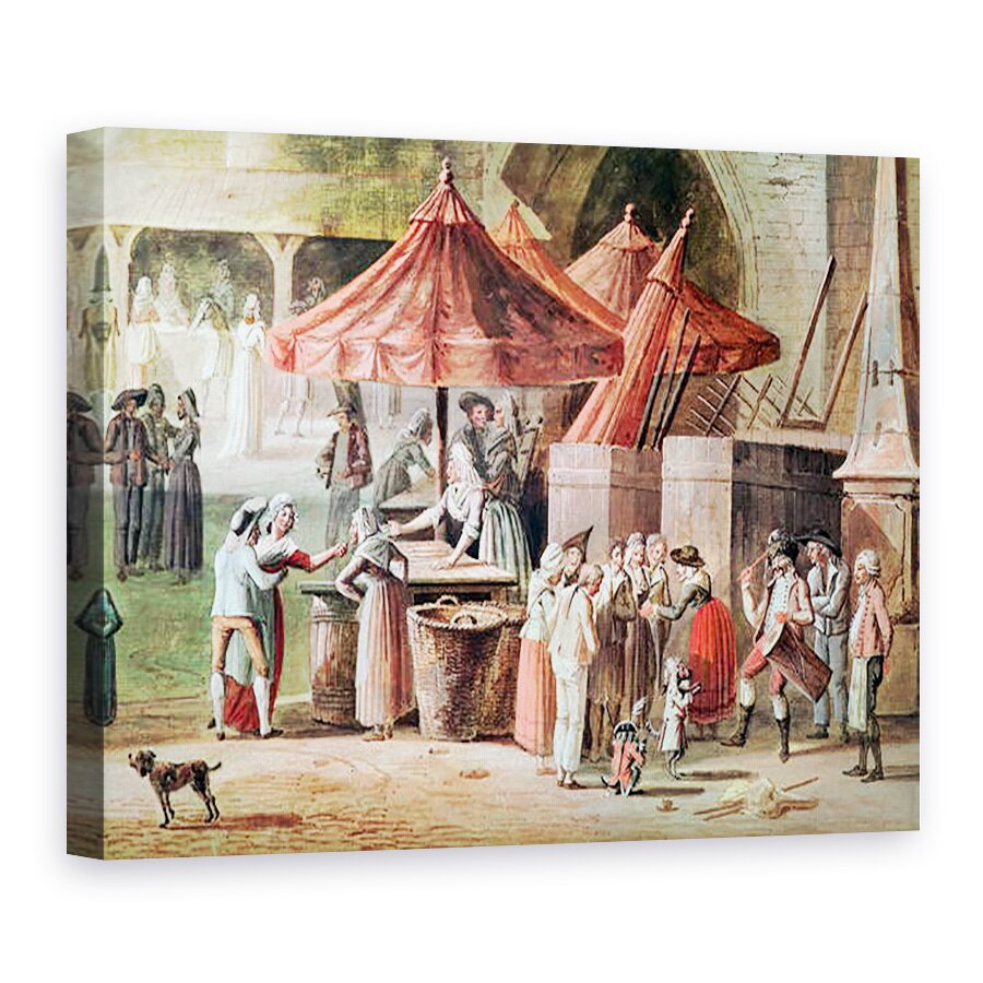 Tablou canvas - Thomas Naudet - Place de lApport-Paris in fata Grand Chatelet, detaliu de comercianti de piata si artisti de strada, 75 x 100 cm
