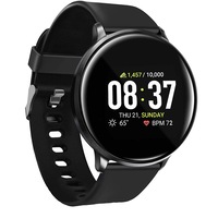 Ceas SmartWatch LikeSmartFiT ConnectForce, 1.22" Touch HD Display, Notificari, Monitorizare Ritm Cardiac si Tensiune Arteriala, Pedometru, Control Camera, Silicon Black