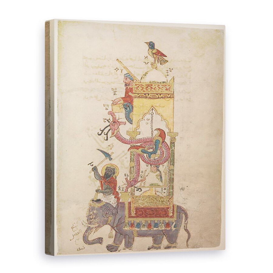 Tablou canvas - Scoala Islamica - Ceasul elefantului dintr-o carte a cunoasterii dispozitivelor mecanice ingenioase de al-Jazari, 75 x 100 cm