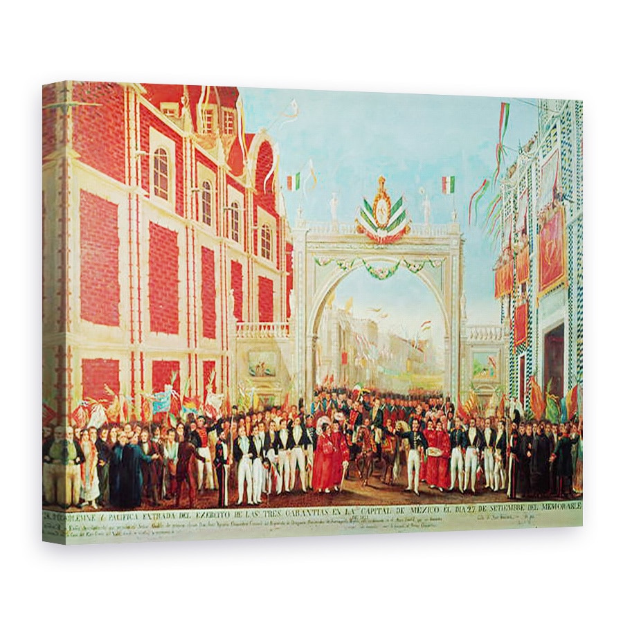 Tablou canvas - Scoala Mexicana - Intrarea solemna si pasnica a armatei celor trei garantii in Mexico City pe 27 septembrie, 60 x 80 cm