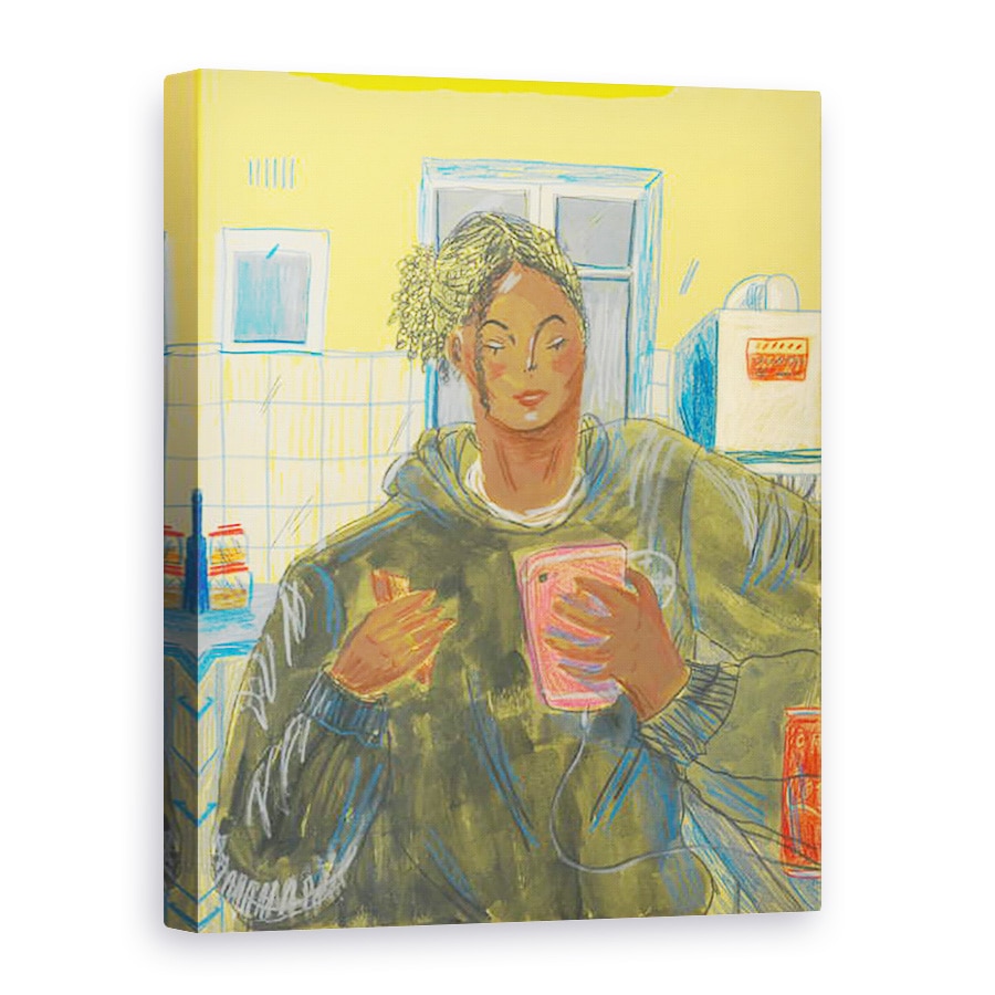 Tablou canvas - Sol Jeong - Samira la telefon, 75 x 100 cm