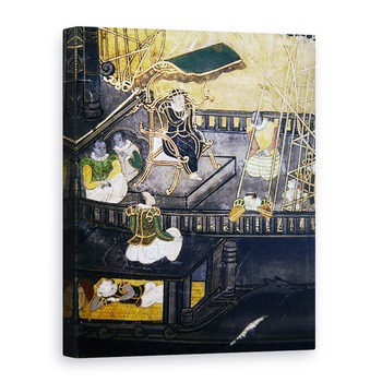 Tablou canvas - Scoala japoneza - Sosirea portughezilor in Japonia, detaliu aratand oameni in partea centrala a unei nave, de pe un ecran Namban Byobu, 75 x 100 cm Tablou canvas - Scoala japoneza - Sosirea portughezilor in Japonia, detaliu aratand oameni in partea centrala a unei nave, de pe un ecran Namban Byobu, 75 x 100 cm