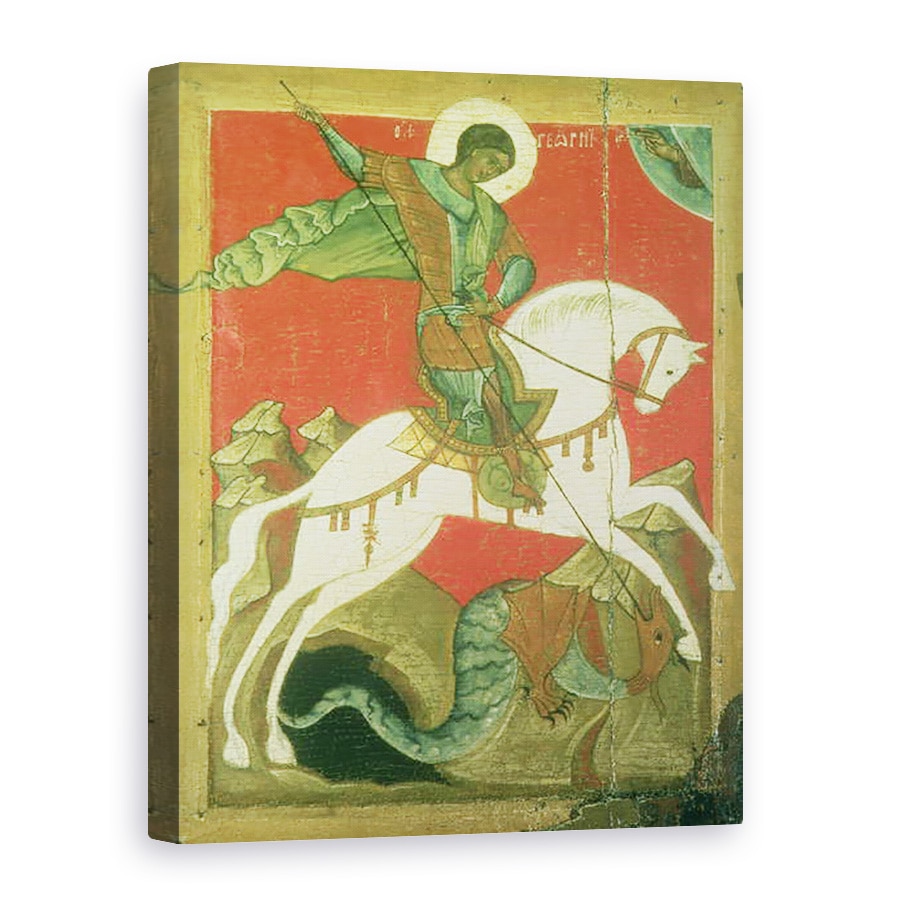 Tablou canvas - Scoala Novgorod - Icoana Sfantului Gheorghe si Dragonului, 50 x 70 cm
