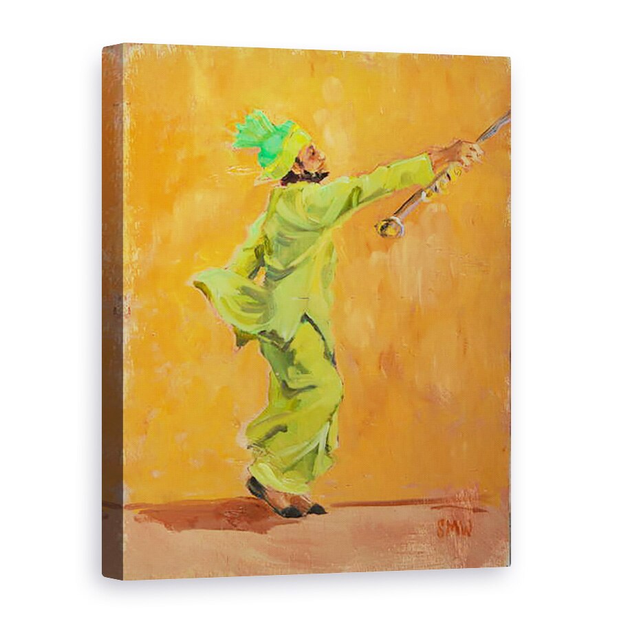 Tablou canvas - Sue Wales - Dansator verde indian cu chimta, 2020, 60 x 80 cm